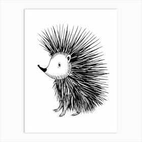 B&W Porcupine Art Print