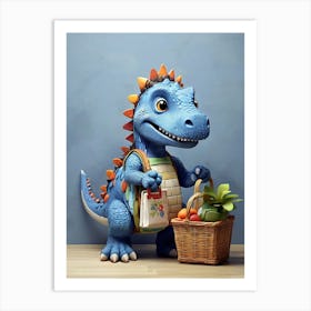 Dinosaur With A Basket Art Print