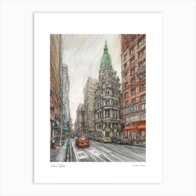 New York United States Drawing Pencil Style 1 Travel Poster Art Print