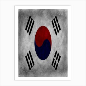 Korea South Flag Texture Art Print