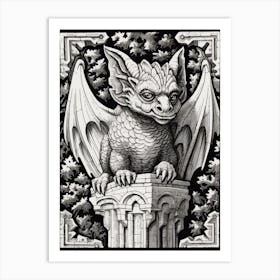 Gothic Gargoyle B&W 3 Art Print
