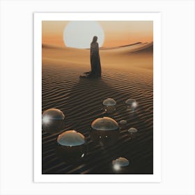 Cosmic landscape of a woman in a desert 1 Art Print