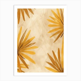 Golden Palm Leaves Background Art Print