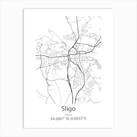 Sligo,Ireland Minimalist Map Art Print