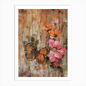 Butterfly And Flowers 6 Art Print