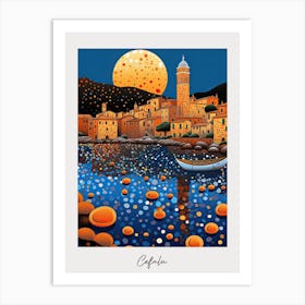 Poster Of Cefalu, Italy, Illustration In The Style Of Pop Art 4 Art Print