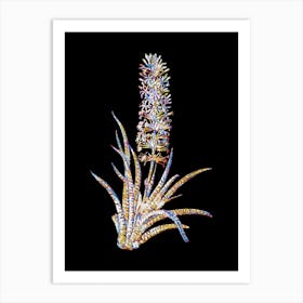 Stained Glass Snake Plant Mosaic Botanical Illustration on Black Art Print