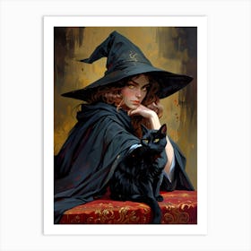 Witch And Cat 5 Art Print