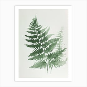 Green Ink Painting Of A Pteris Fern 1 Art Print