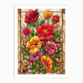 Colorful Stained Glass Flowers 4 Art Print