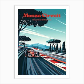 Monza Circuit Grand Prix Racetrack Travel Art Illustration Poster