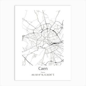 Caen,France Minimalist Map Art Print