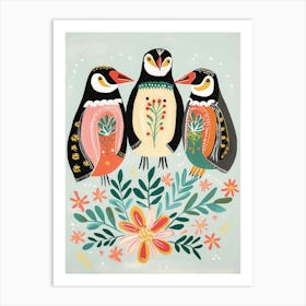 Folk Style Bird Painting Penguin 3 Art Print