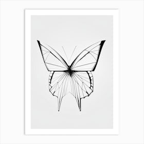 Butterfly Outline Black & White Geometric 2 Art Print