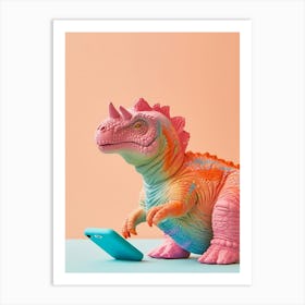Toy Dinosaur On The Phone 3 Art Print
