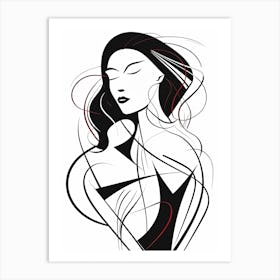 Portrait Of A Woman, lineart Art Print