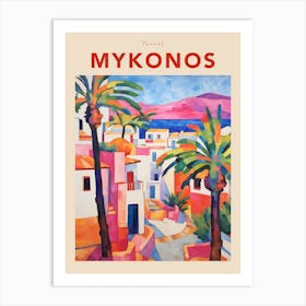 Mykonos Greece 4 Fauvist Travel Poster Art Print