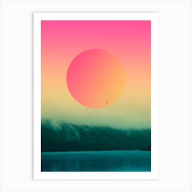 Landscape With Graphic Sun Art Print