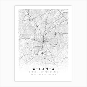 Atlanta Georgia USA White Map Art Print