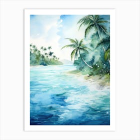 Watercolor Of Tropical Beach Art Print