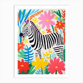 Colourful Kids Animal Art Zebra 5 Art Print