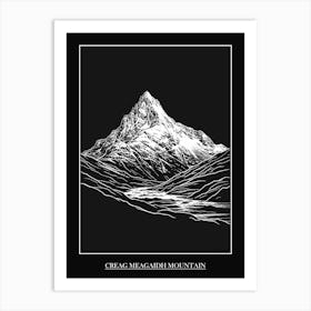 Creag Meagaidh Mountain Line Drawing 8 Poster Art Print