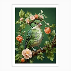 Bird With Roses 1 Art Print