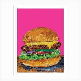 Burger on Pink Art Print