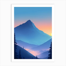 Misty Mountains Vertical Composition In Blue Tone 36 Art Print