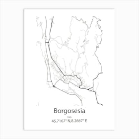 Borgosesia,Italy Minimalist Map Art Print