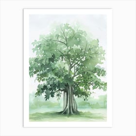 Banyan Tree Atmospheric Watercolour Painting 1 Art Print