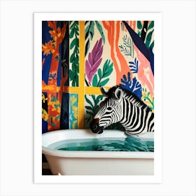 Zebra In The Bath 1 Art Print