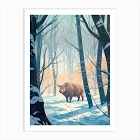 Winter Wild Boar 1 Illustration Art Print