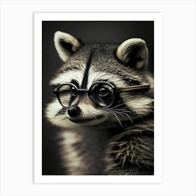 Raccoon Wearing Glasses Vintage 5 Art Print