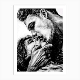 Kissing Couple Art Print