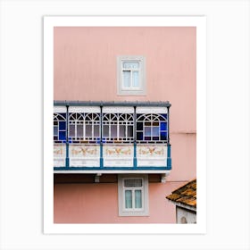 Balconies On A Pink Building | Colorful architecture in Porto | TRavel Photography Art Print