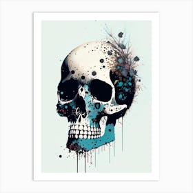 Skull With Splatter Effects 3 Line Drawing Art Print
