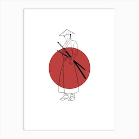 Line Art Samurai Japanese Style Art Print