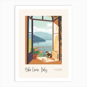 Lake Como Cat On A Window 4 Italian Summer Collection Art Print