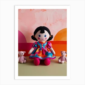 Doll With Teddy Bears Art Print