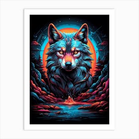 Psychedelic Wolf 1 Art Print