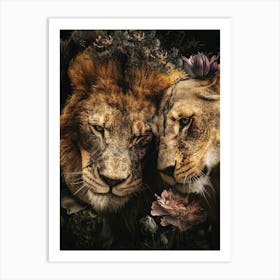 Lions And Lioness Art Print