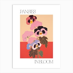 Pansies In Bloom Flowers Bold Illustration 3 Art Print