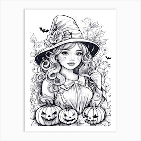 Halloween Beautiful Woman Painting Art Print