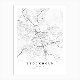 Stockholm Sweden White Map Art Print