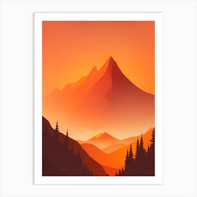 Misty Mountains Vertical Composition In Orange Tone 253 Art Print