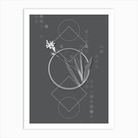 Vintage Gladiolus Mucronatus Botanical with Line Motif and Dot Pattern in Ghost Gray n.0136 Art Print