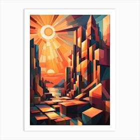 Sunset over the city 1 Art Print