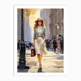 Woman In Hat Art Print