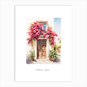 Mallorca, Spain   Mediterranean Doors Watercolour Painting 1 Poster Art Print